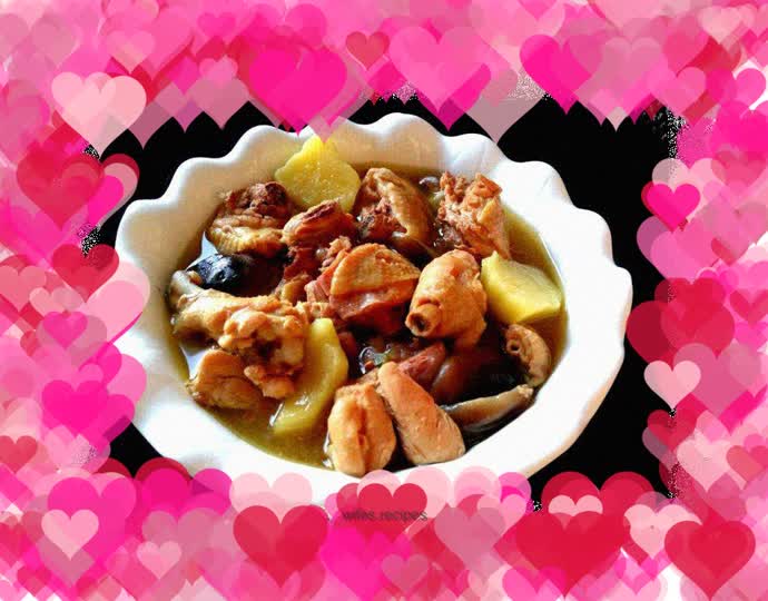 Chicken stewed with mushrooms