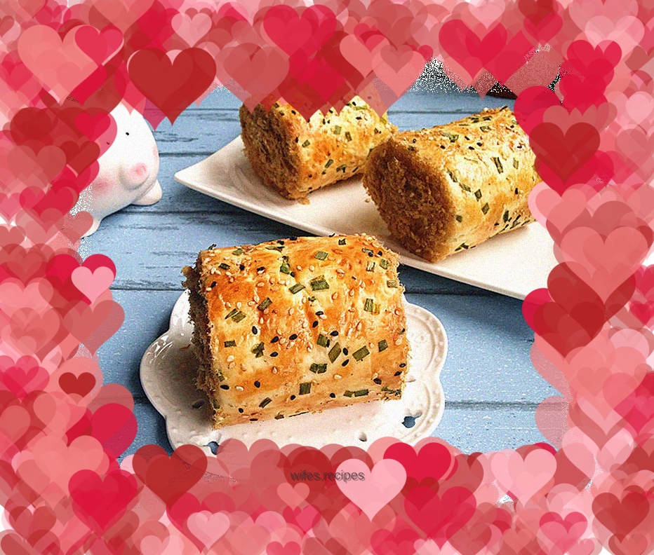 Chives and meat floss rolls
