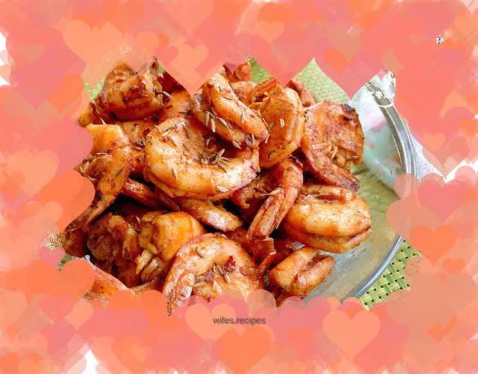 Stir-fried shrimps in garlic sauce