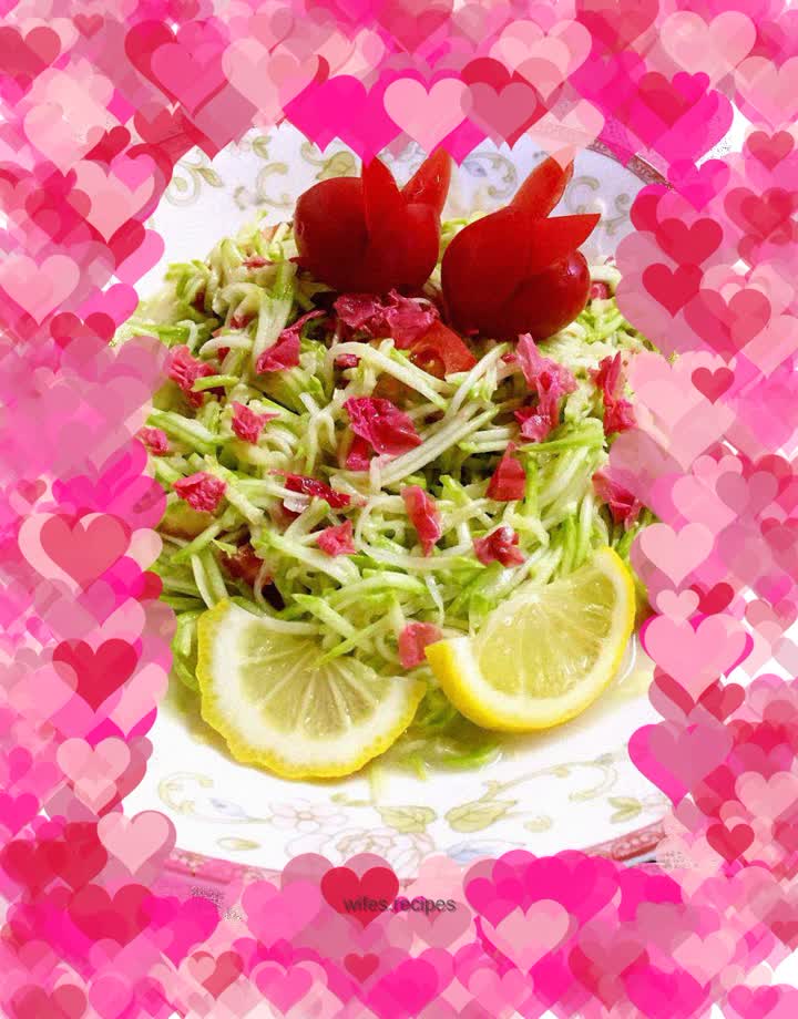 Delicious rose zucchini shreds