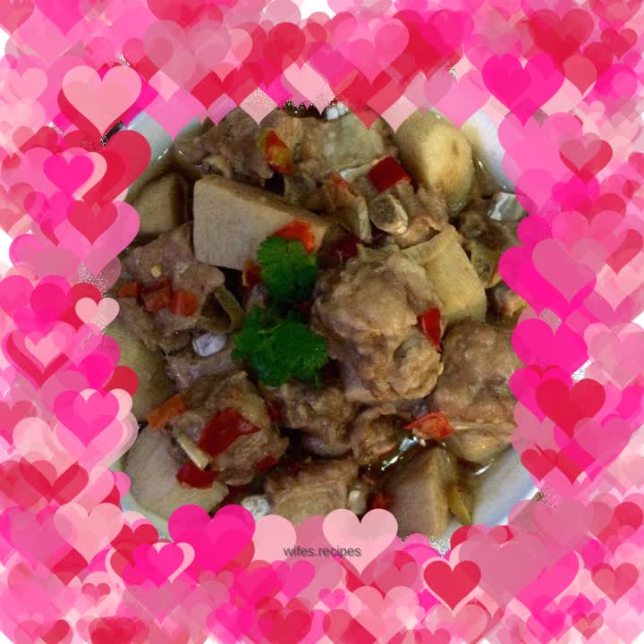 Steamed taro with chopped pepper ribs