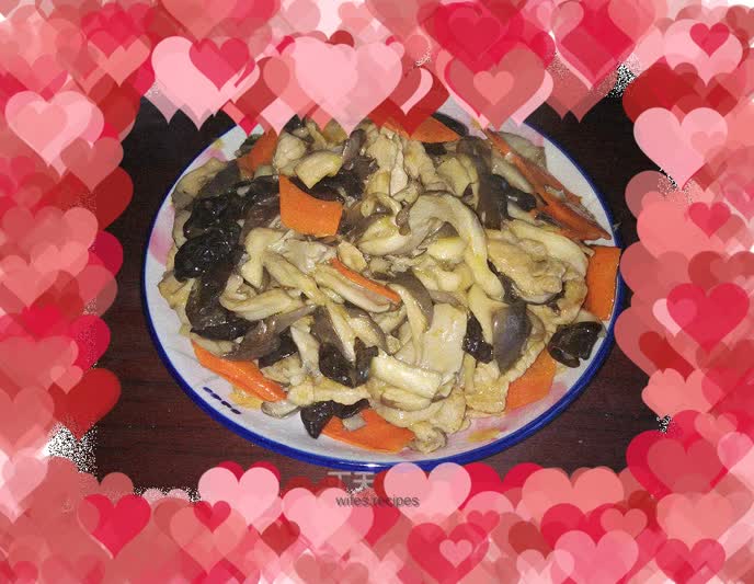 Pork slices with oyster mushrooms