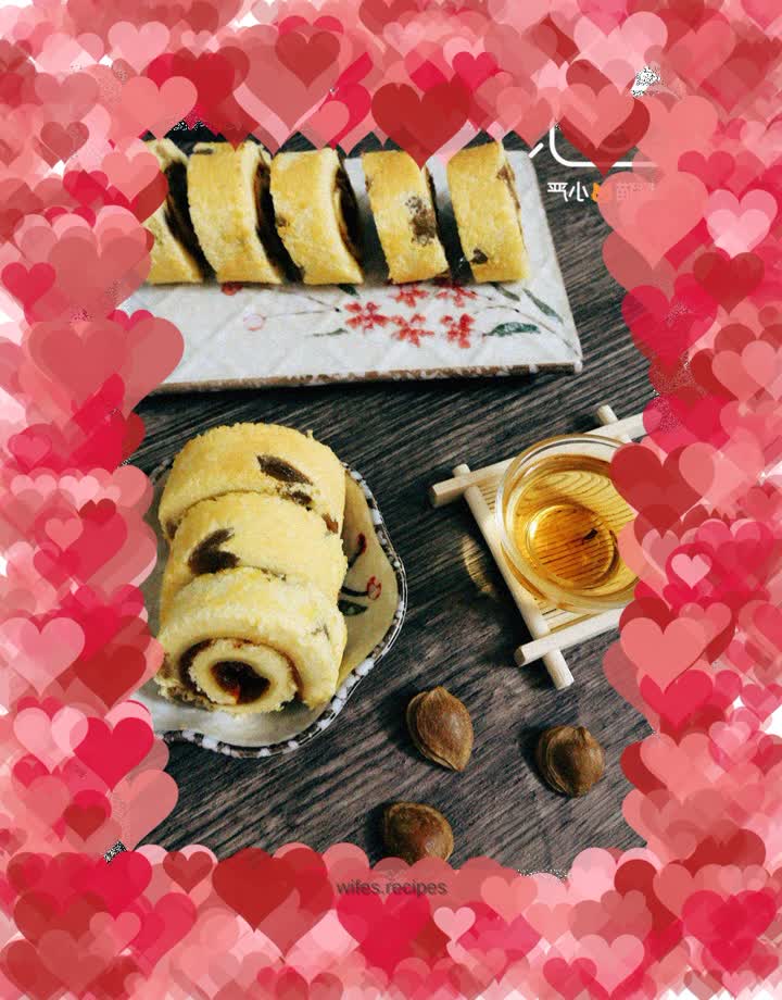 Handmade almond butter-raisin cake roll