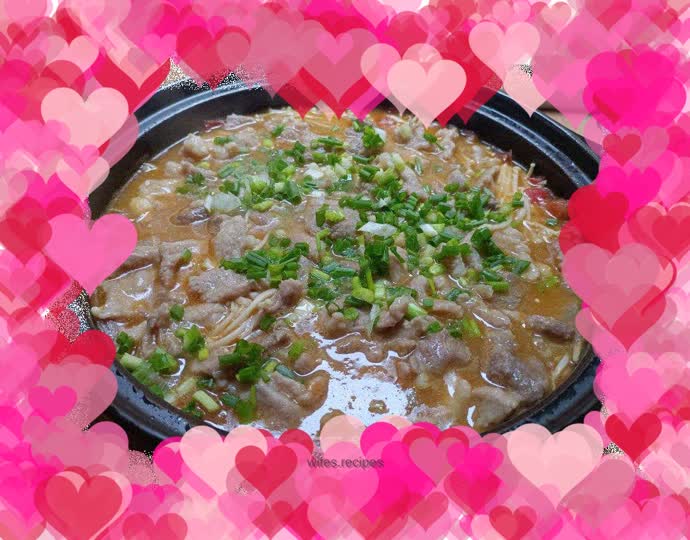 Tomato and Enoki Mushroom Slippery Pork