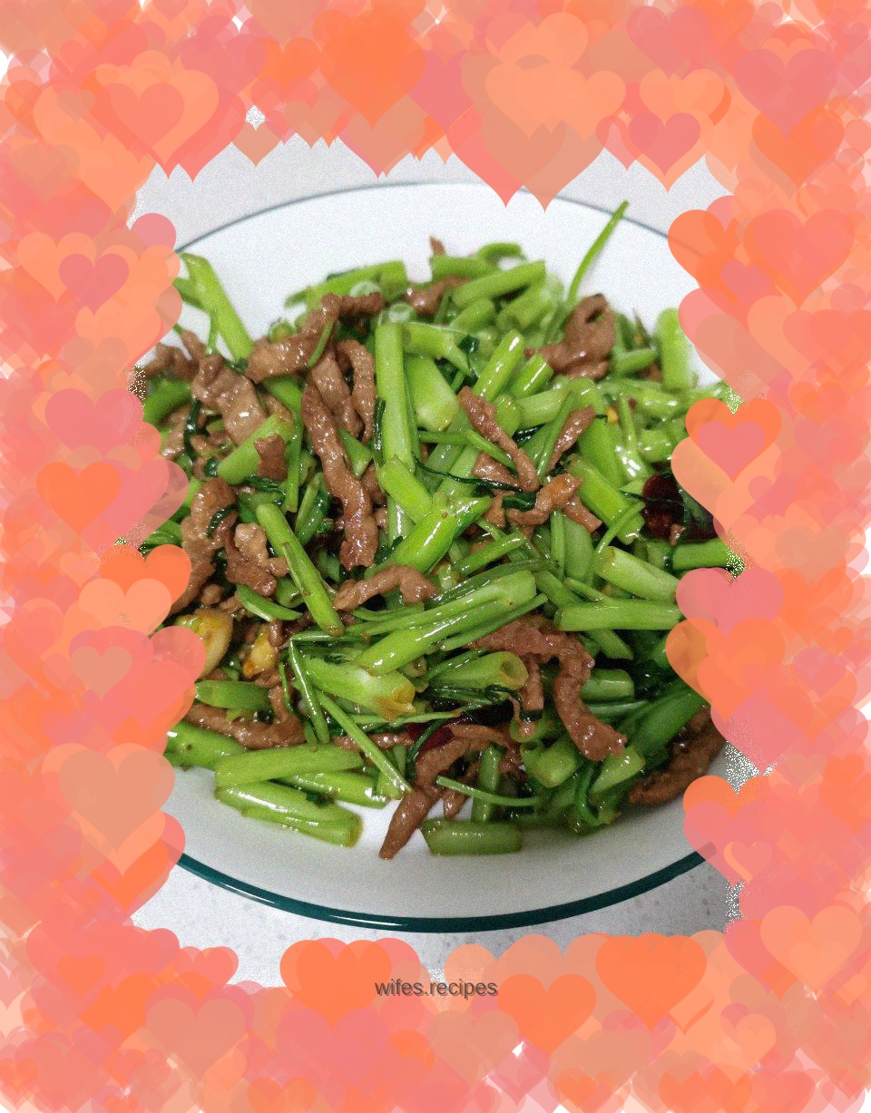 Stir-fried water spinach with shredded pork