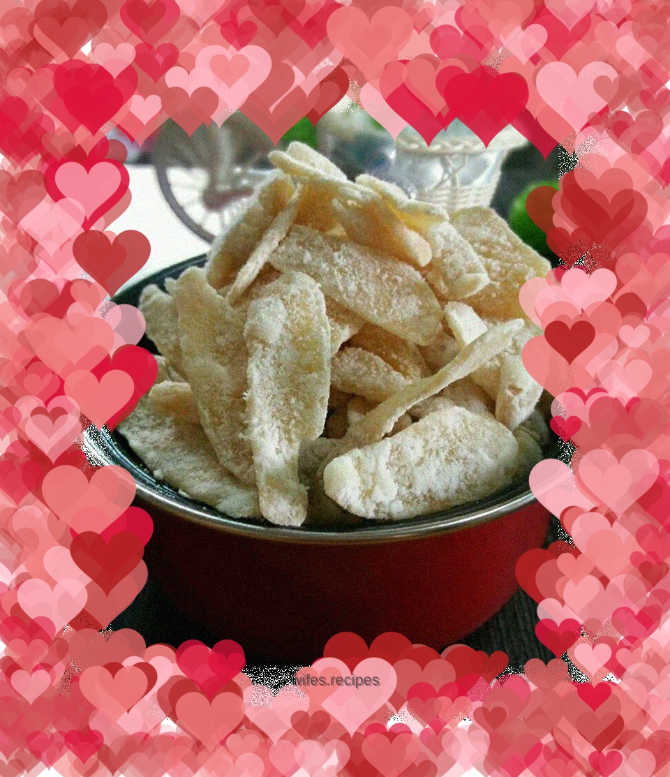 Homemade candied ginger slices