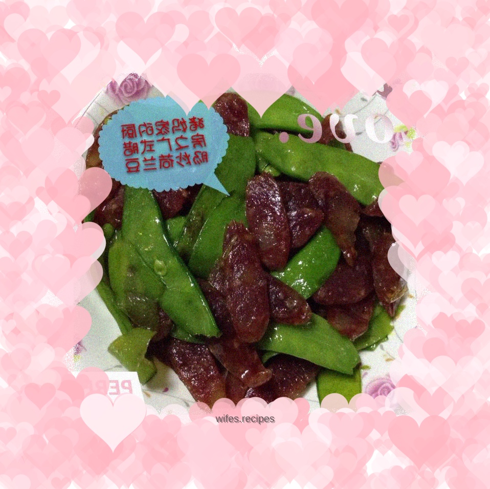 Stir-fried snow peas with Cantonese sausage
