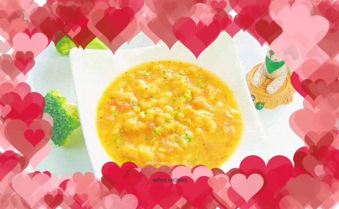 Carrot, Lotus Root, Pork Ribs Noodles, Baby Food Complementary Food, Broccoli + Tomato