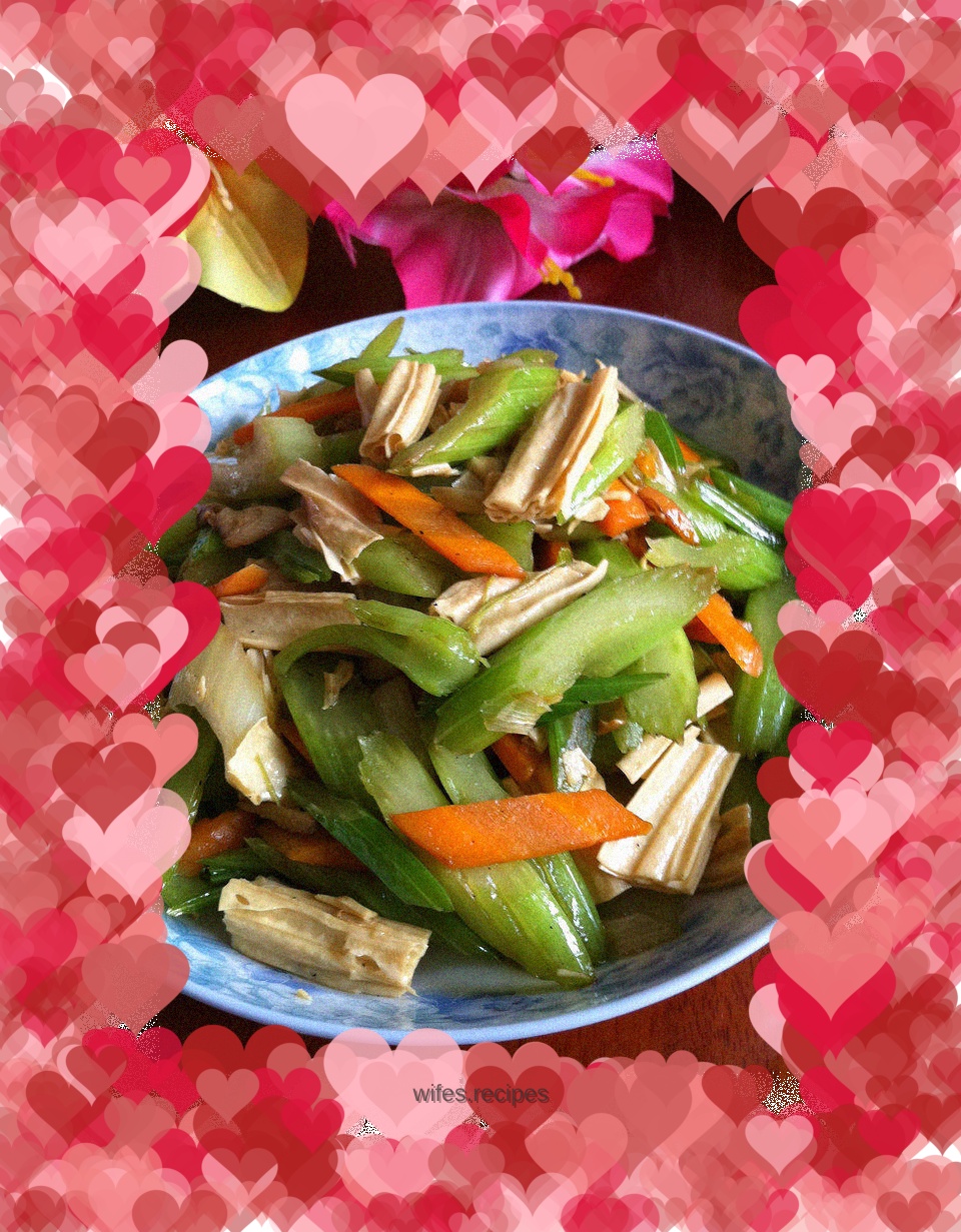 Stir-fried yuba with celery