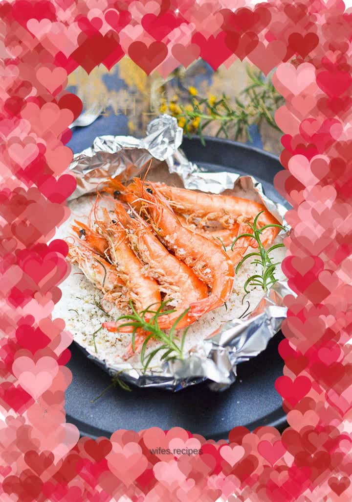 Salt-baked prawns