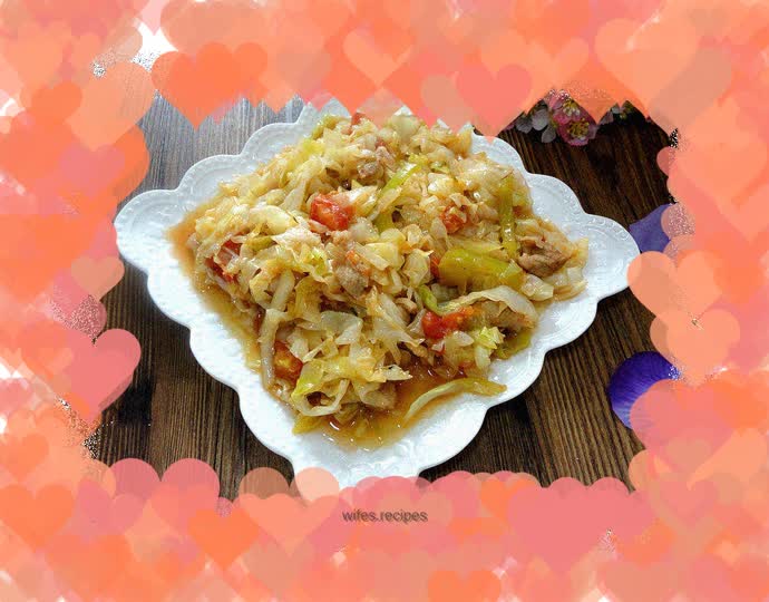 Stir-fried cabbage with tomatoes