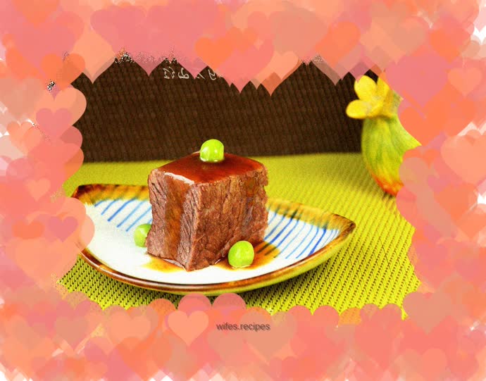 Poached beef filet mignon in red wine