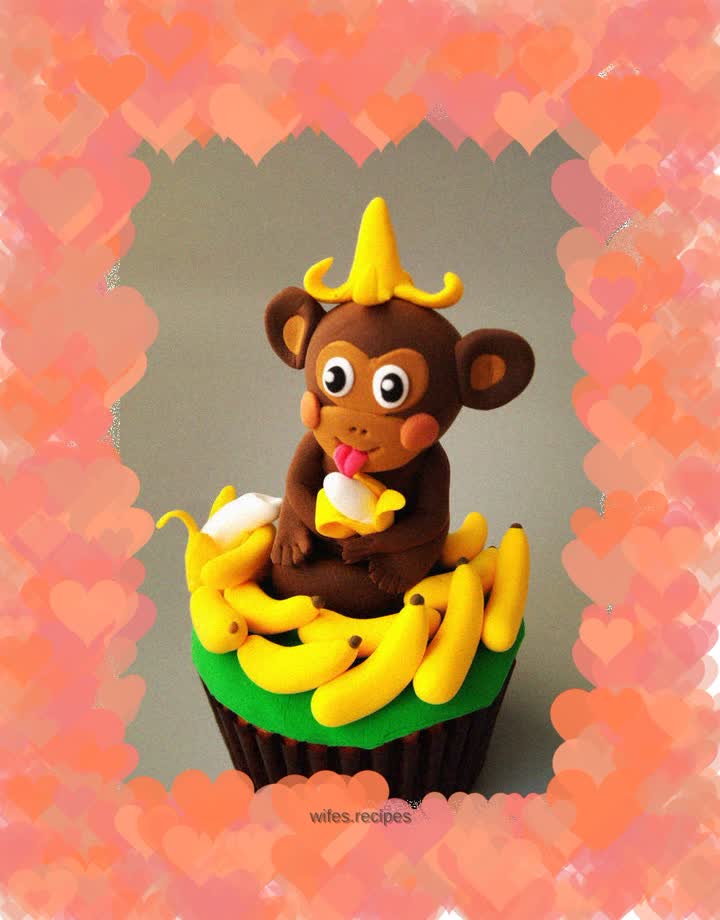 Monkey Sai Lei Fondant Cup Cake