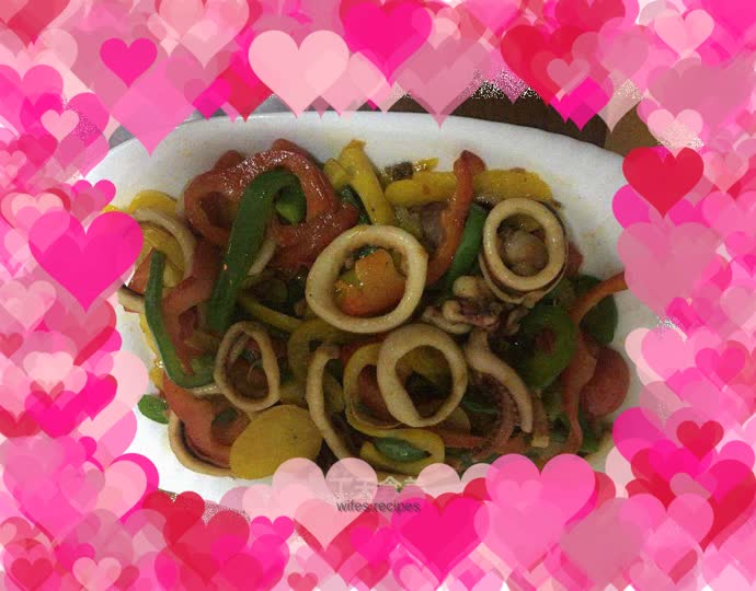 Fried squid with green pepper