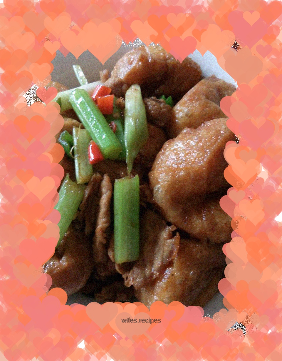 Braised pork slices with tofu