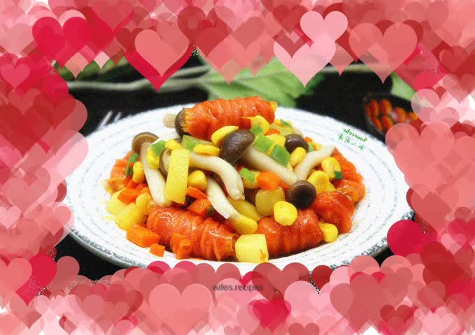 Stir-fried colorful vegetables with ham