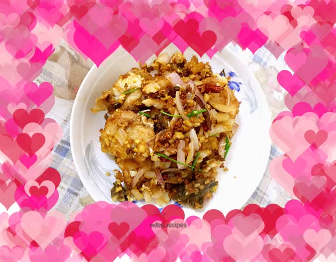 Glutinous rice cake fish cubes