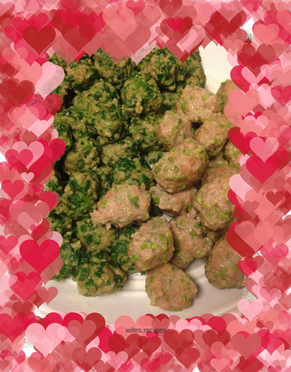 Homemade two-color meatballs (spinach & asparagus) ~ super simple