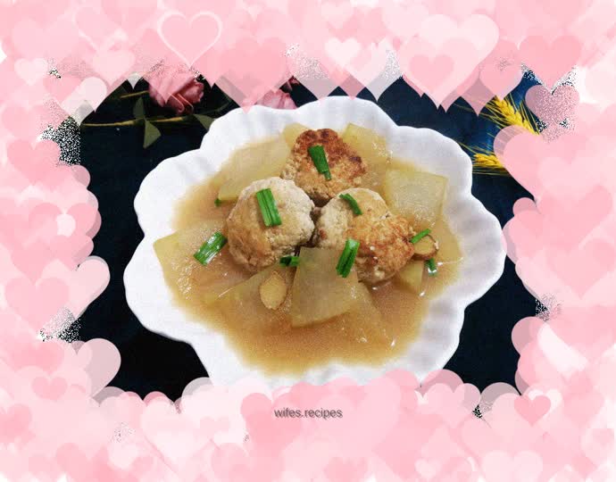 Winter Melon Stewed Tofu and Meatballs