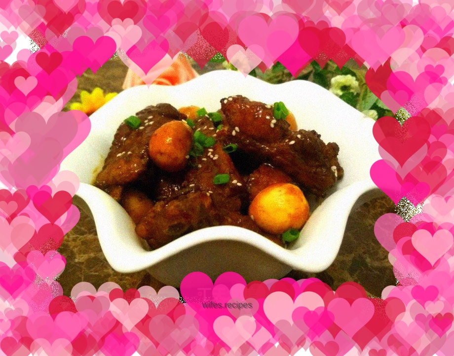 Braised pork ribs and quail eggs