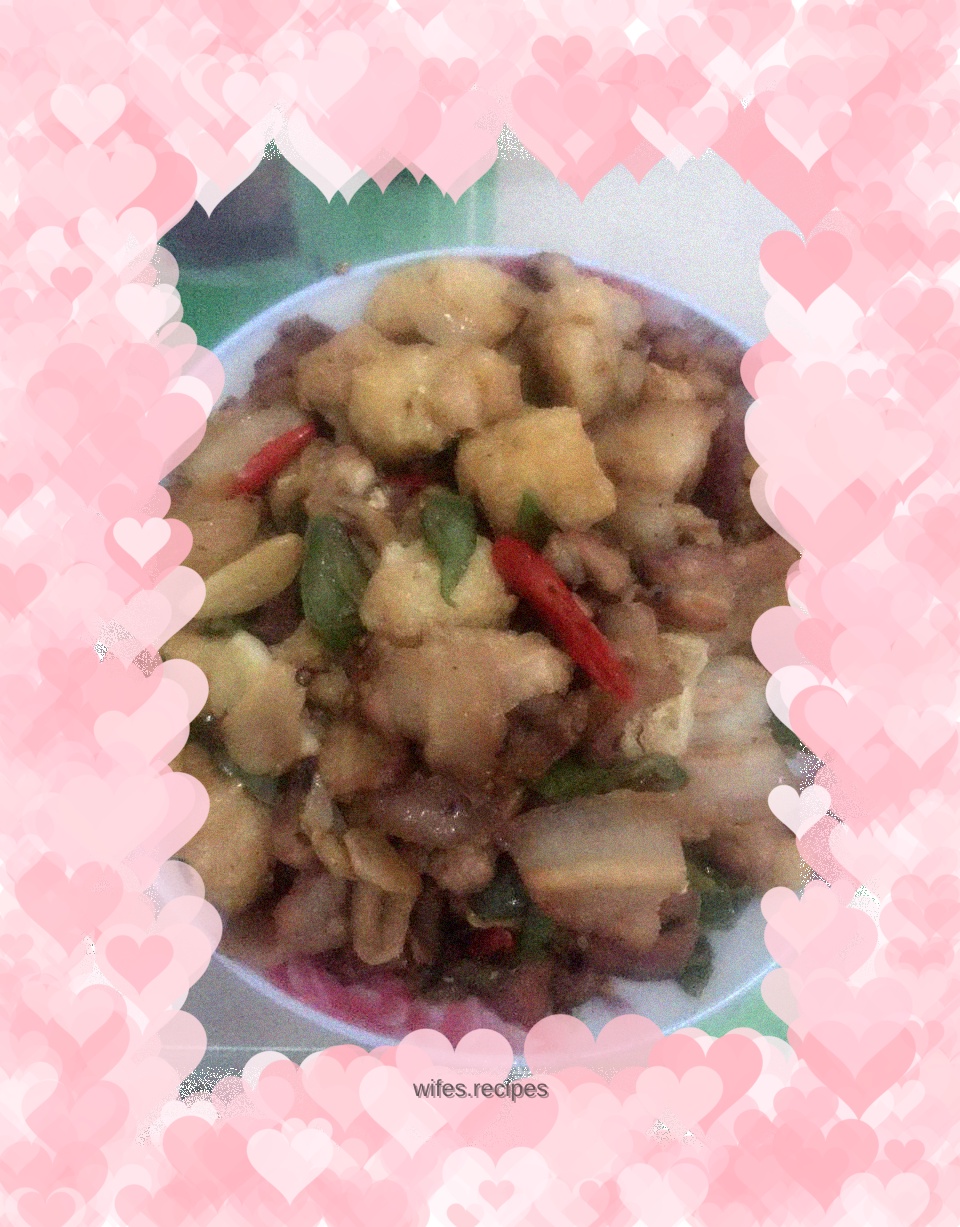 Stir-fried pork belly with fried tofu