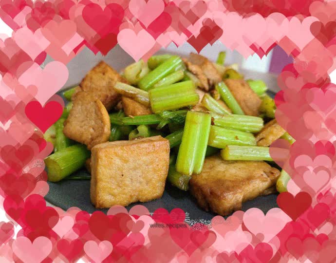 Stir-fried tofu with celery