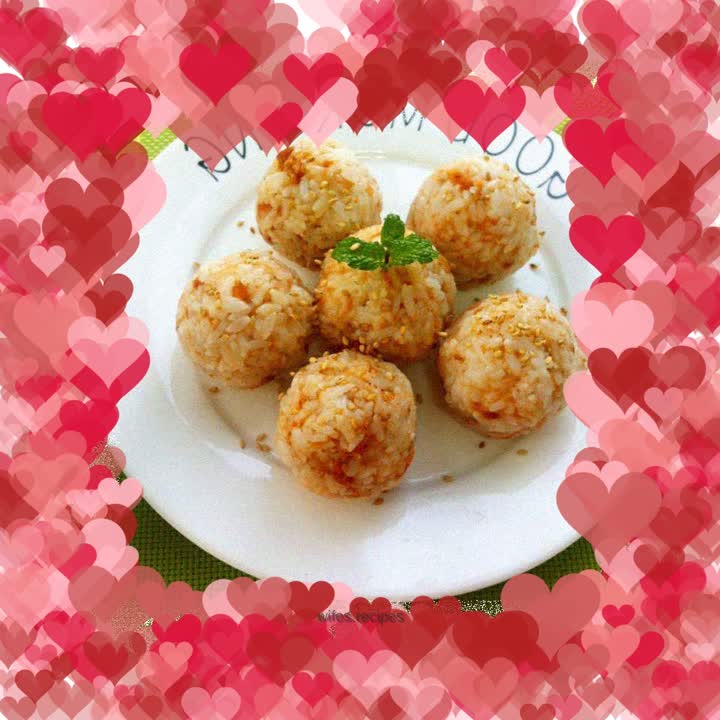 Meat floss and sesame rice balls