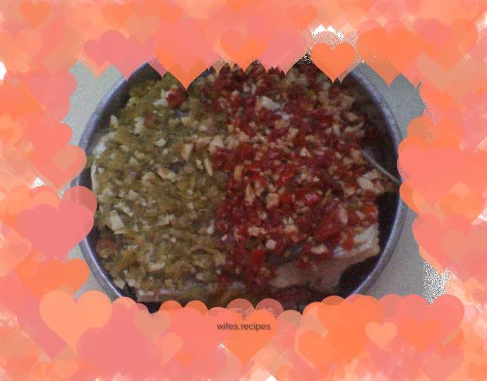 Fish head with double pepper