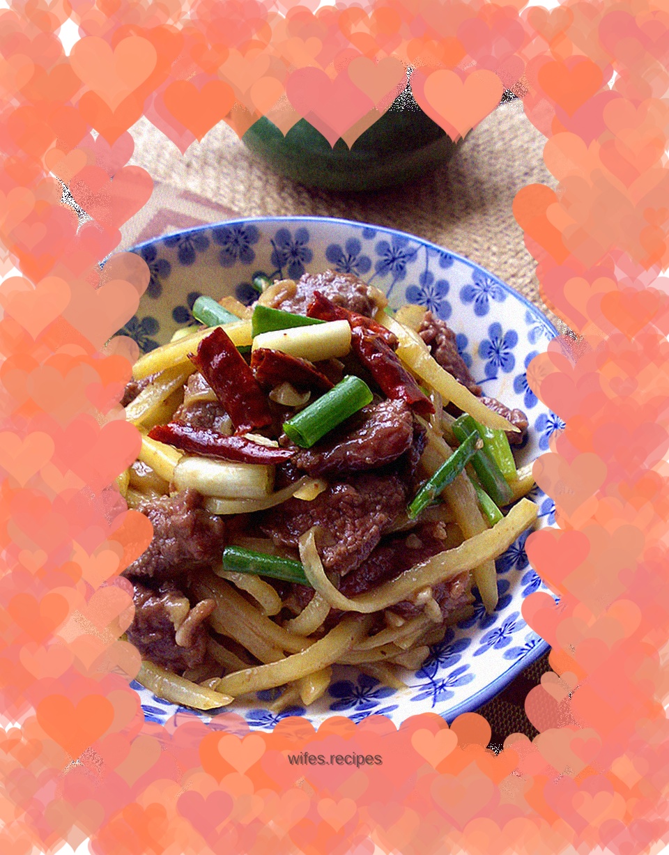 Beef and fried potatoes