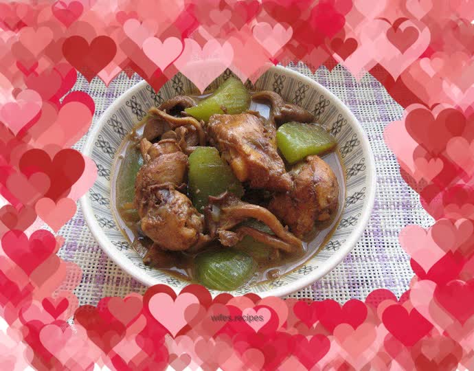 Chicken legs, dried mushrooms and braised bamboo shoots