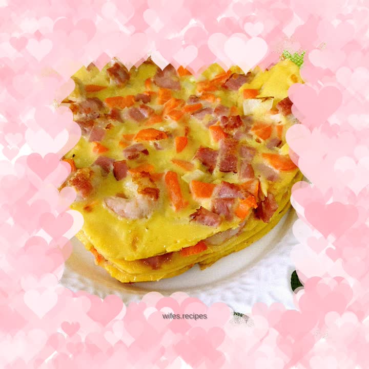 Bacon, carrot and shrimp omelette