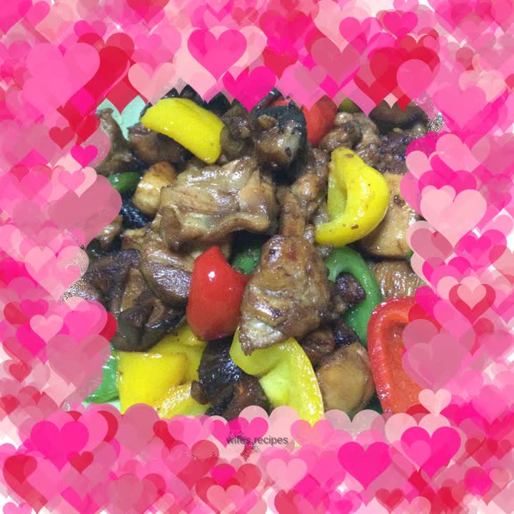 Three-pepper chicken and diced mushrooms (alias: fried chicken is delicious)