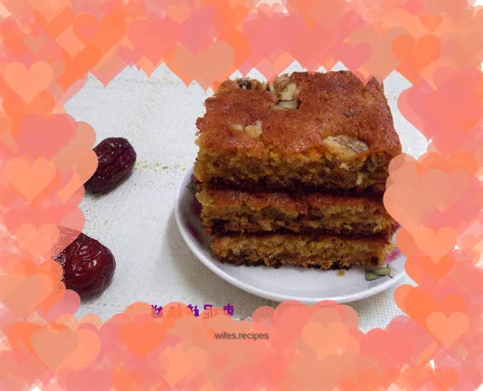 Jujube paste and walnut cake