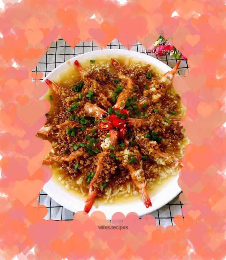 Steamed Shrimp with Garlic and Enoki Mushrooms