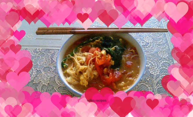 A bowl of hot noodle soup