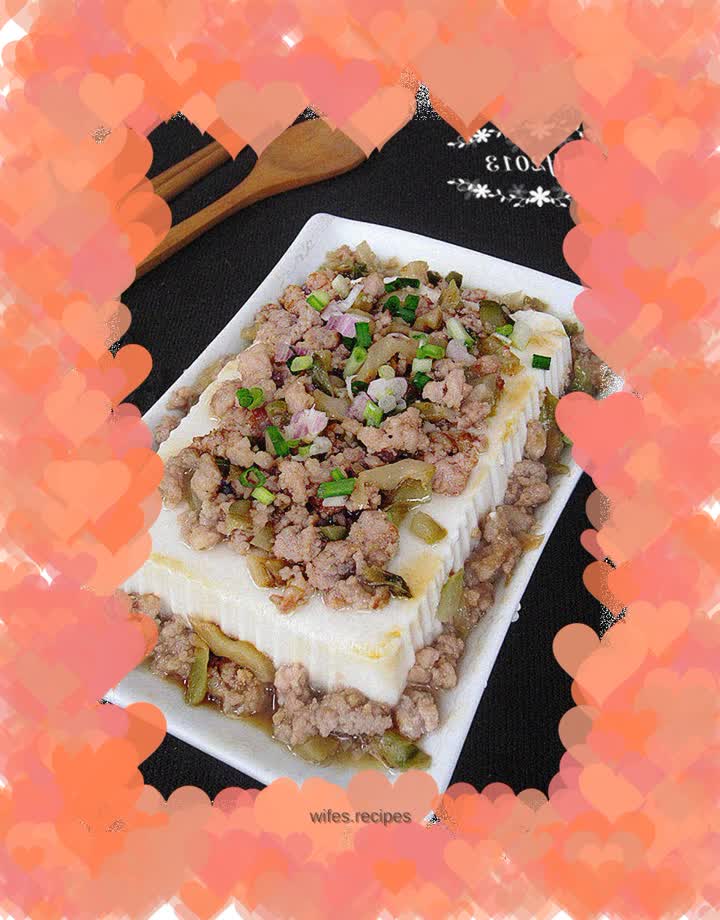 Pickled mustard meat and unsteamed tofu