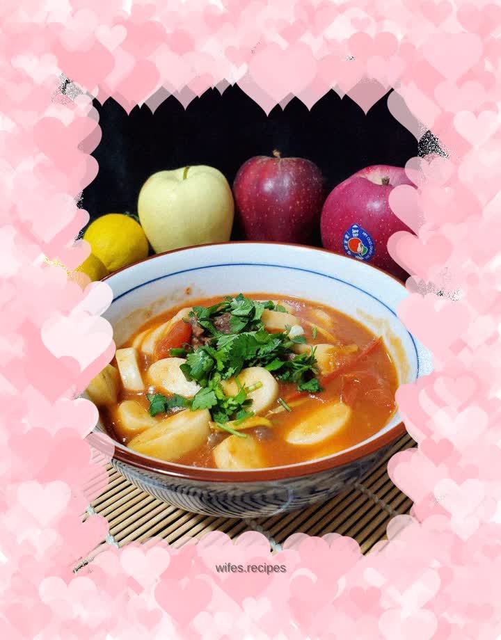 Tomato and Beef Stewed Rice Cake