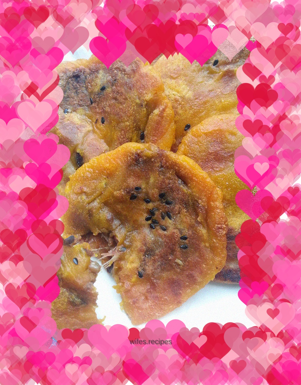 Pumpkin glutinous rice and bean paste cake