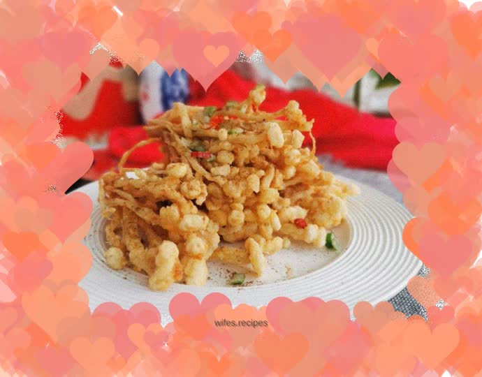 Dry Fried Enoki Mushrooms