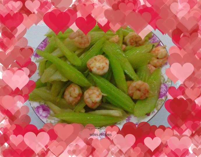 Stir-fried shrimps with celery
