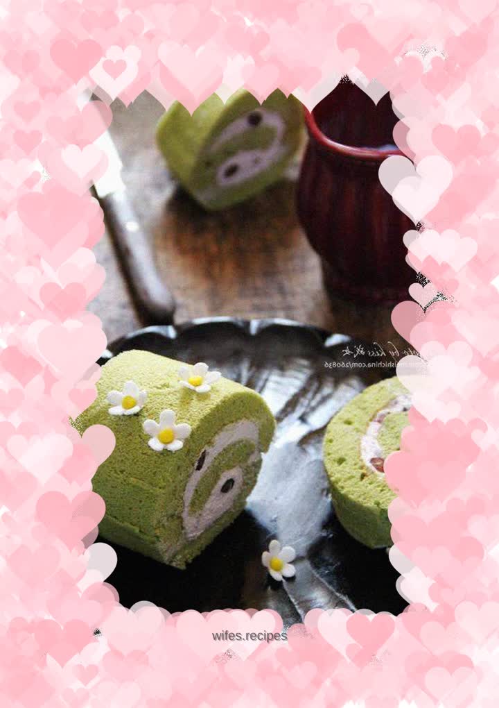 Full of greenery---Matcha honey bean roll