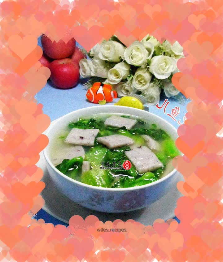 Cabbage core red bean rice cake soup