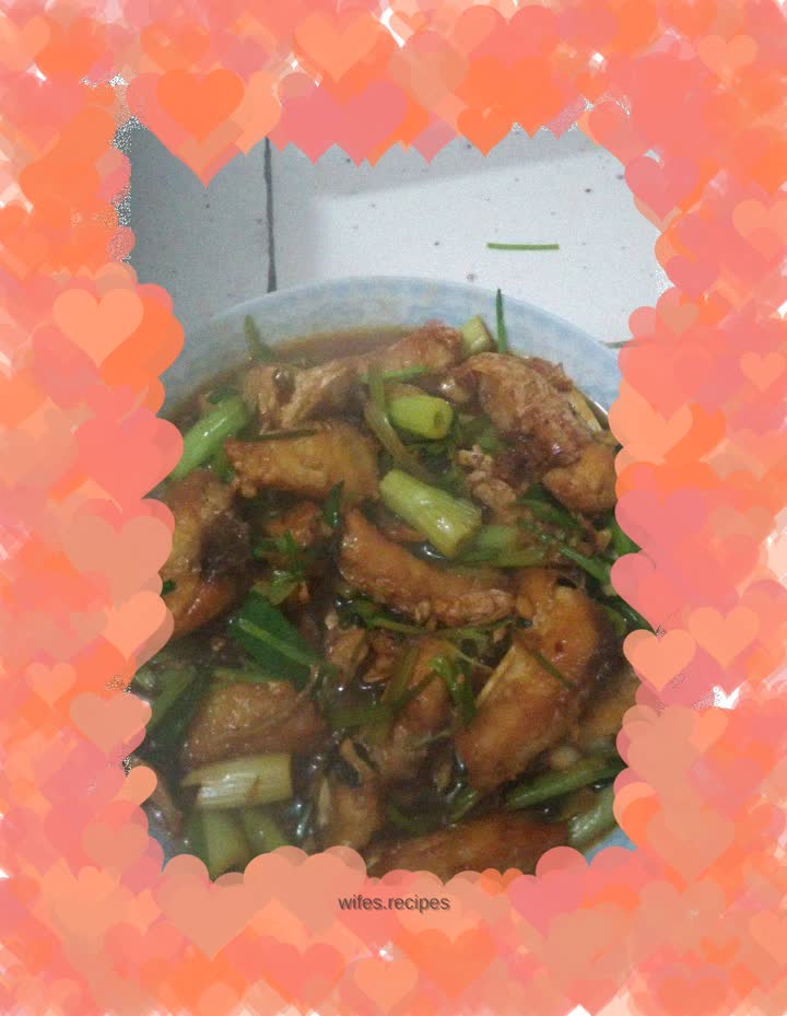 Fried fish cubes with celery