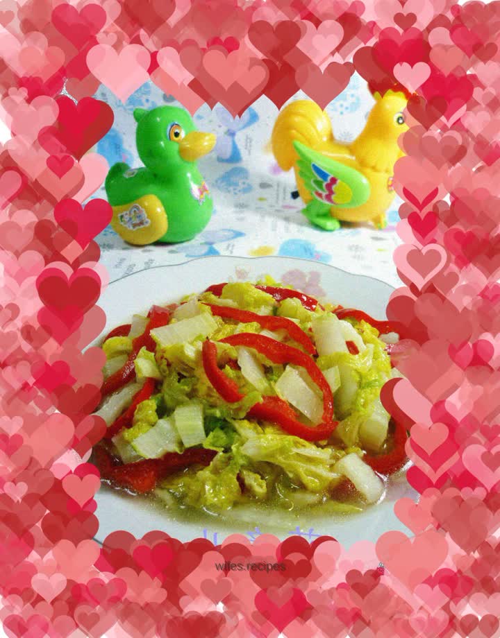 Stir-fried baby cabbage with red pepper