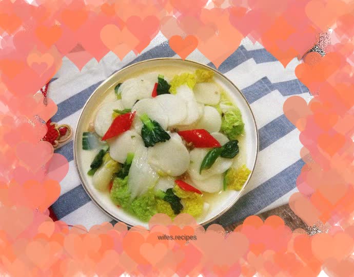 Fried rice cake with yellow cabbage