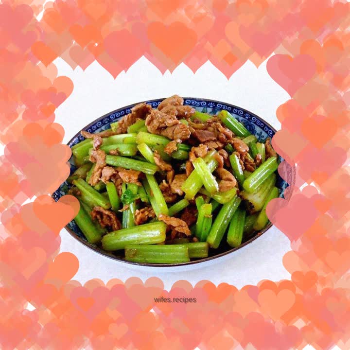 Stir-fried pork slices with celery