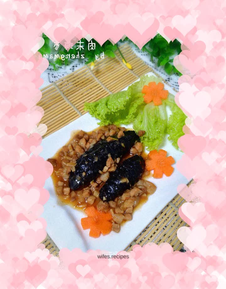 Minced meat and sea cucumber