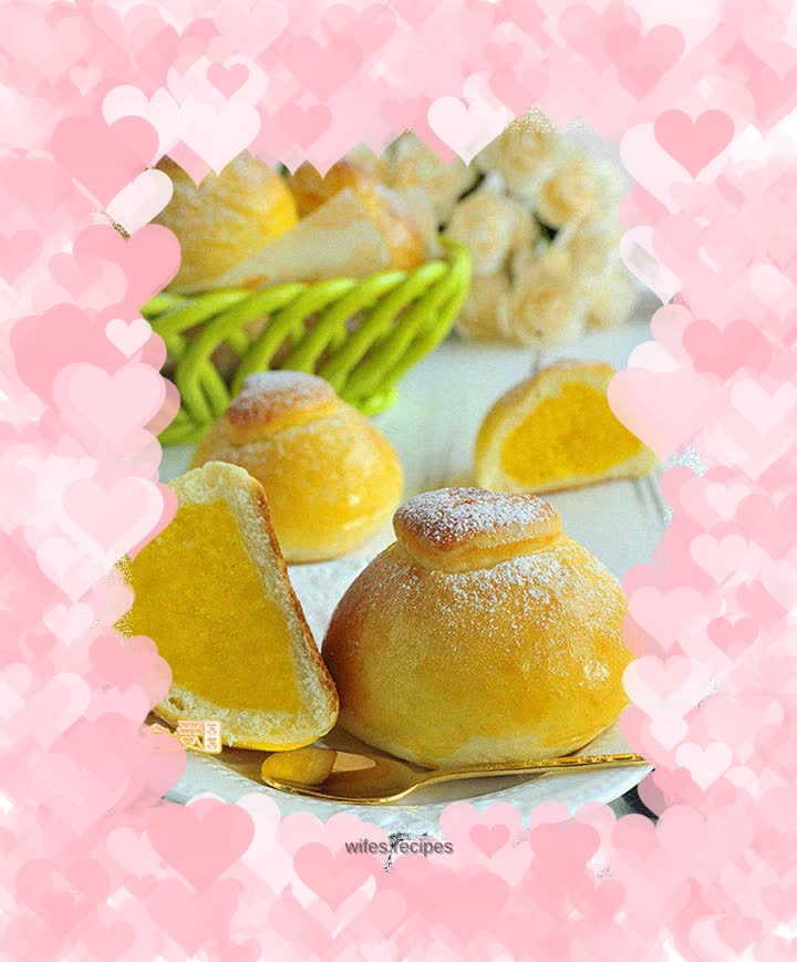 Lovely heart-shaped custard buns