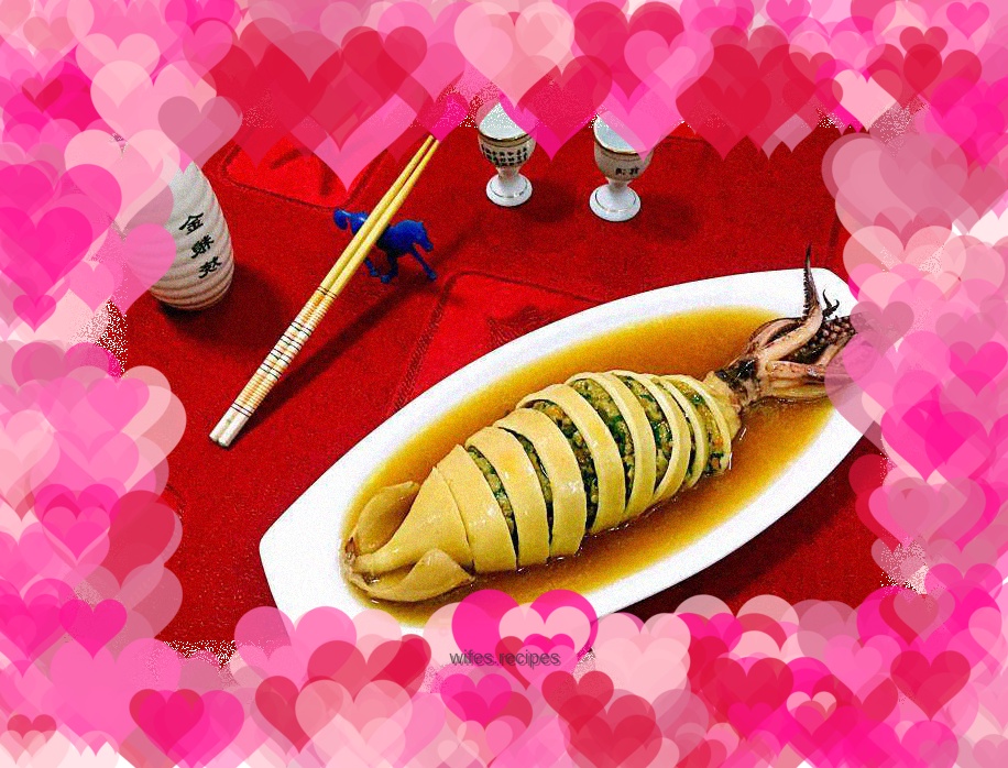 Squid and meat blend together