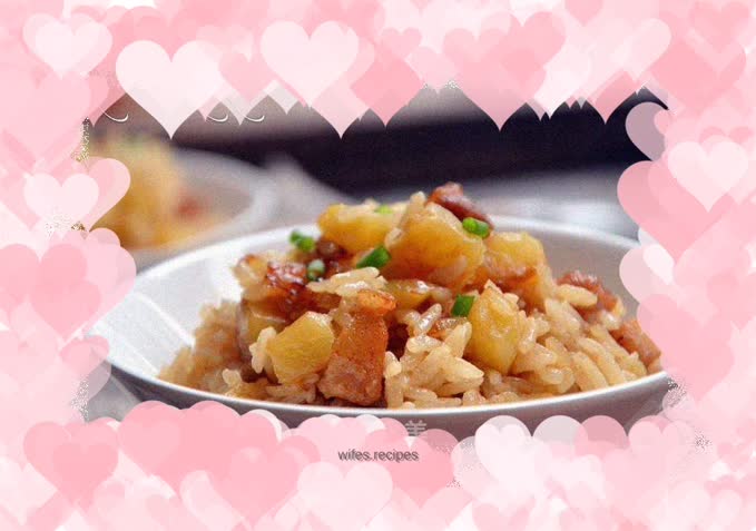 Potato and pork belly braised rice